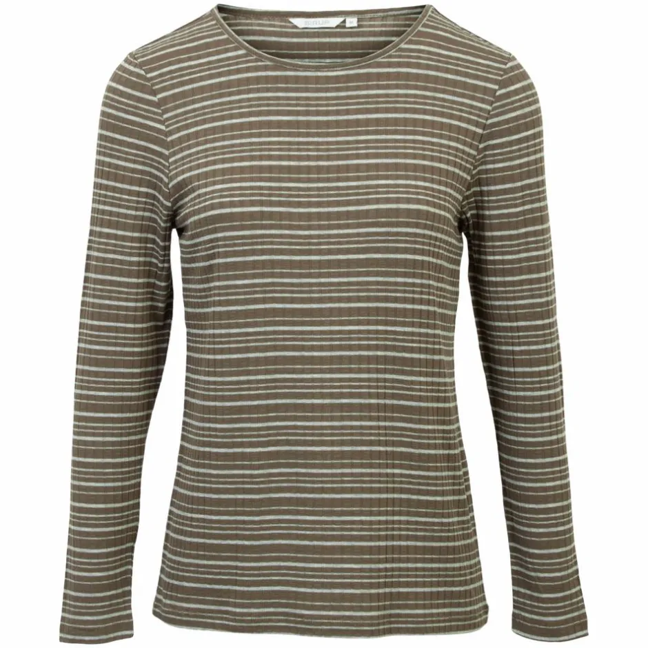 Hot Sirup Dame Langærmet t-shirt - Stone gray/grey melange combo