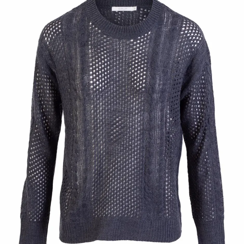 Online Sirup Dame Striktrøje - Dark Navy