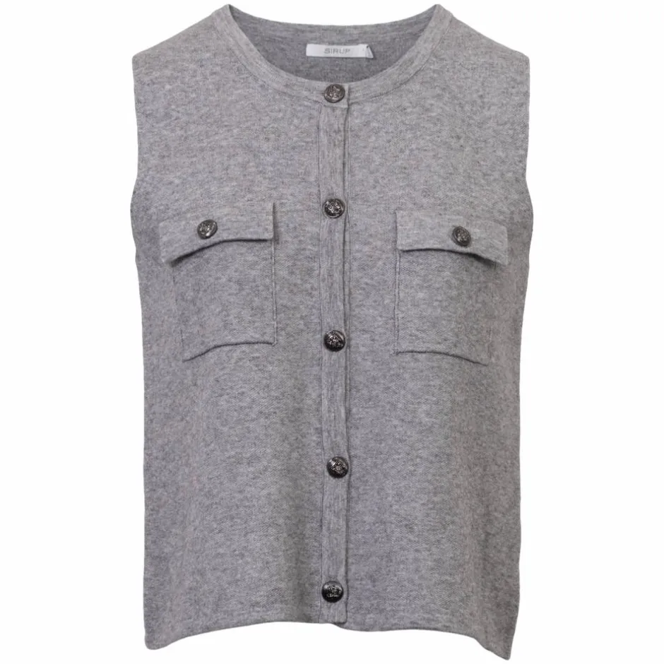 Best Sirup Dame Strikvest - Dark Grey Melange