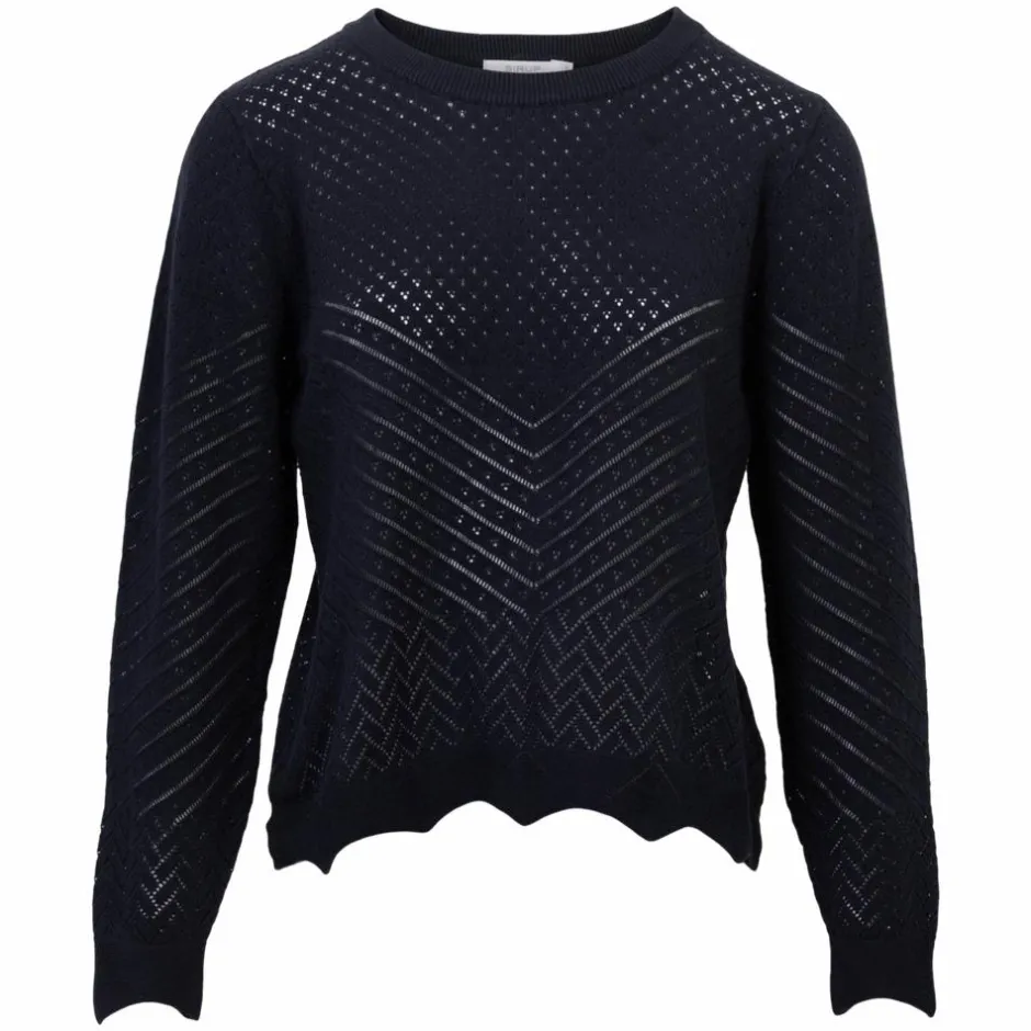 Clearance Sirup Pointelle Dame Striktrøje - Parisian Night