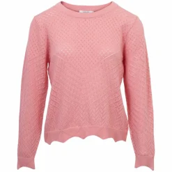 Clearance Sirup Pointelle Dame Striktrøje - Geranium Pink