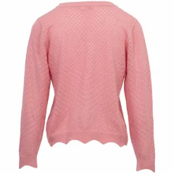 Clearance Sirup Pointelle Dame Striktrøje - Geranium Pink