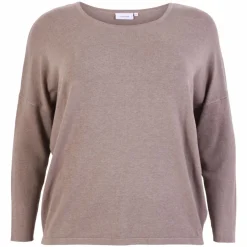 Best Steenholt Cava Dame Striktrøje Plus Size - Sand