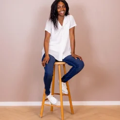 Online Steenholt Clara Dame Kortærmet bluse - Bright White