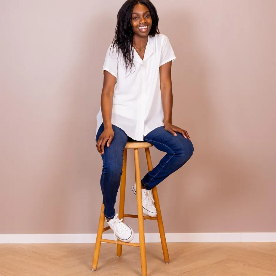 Online Steenholt Clara Dame Kortærmet bluse - Bright White