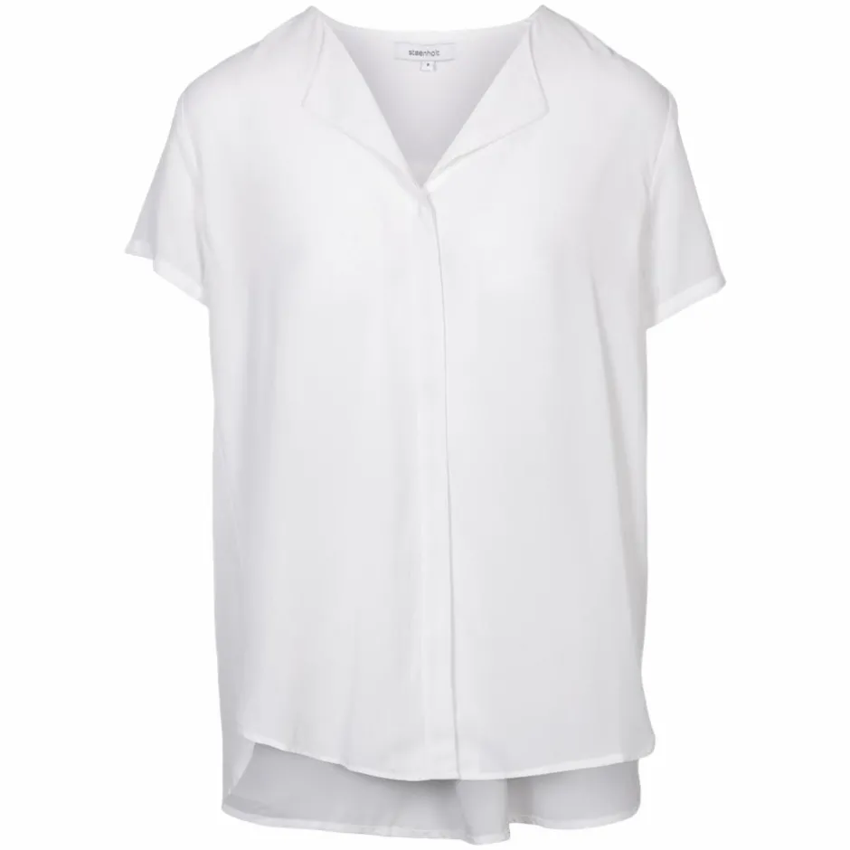 Best Steenholt Clara Dame Kortærmet bluse Plus Size - Bright White
