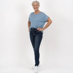 Outlet Steenholt Grace Dame Jeans m. stretch - Blue Denim