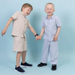 Sale Steenholt Linett Børne Kortærmet skjorte i hørmix - Woody