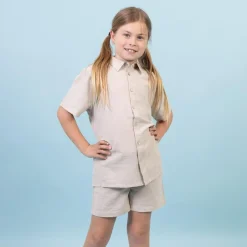 Sale Steenholt Linett Børne Kortærmet skjorte i hørmix - Woody