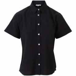 Steenholt Linett Dame Kortærmet skjorte i hørmix Plus Size - Black