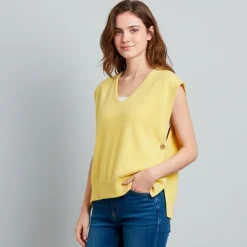 Clearance Vanting Dame Strikvest - Yellow