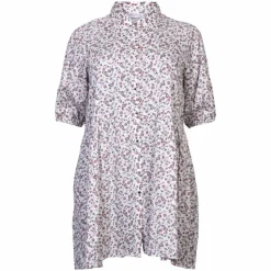 Outlet Vanting Dame Tunika Plus Size - Råhvid/Blomster Print
