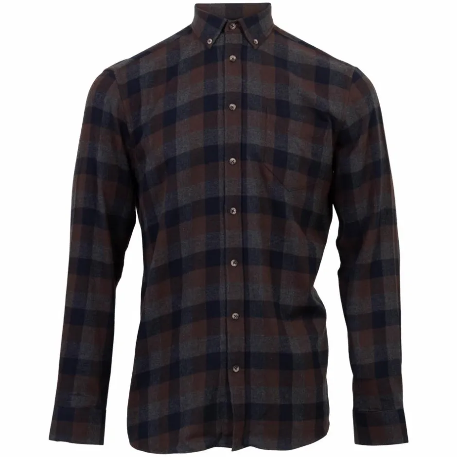 New Vito Farmer Herre Skjorte Plus Size - Ultra dark brown mix