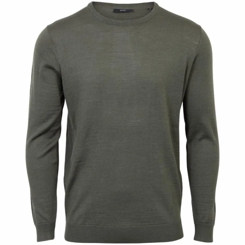 Clearance Vito Gordon Herre Striktrøje i merinouldmix - Army Green mix