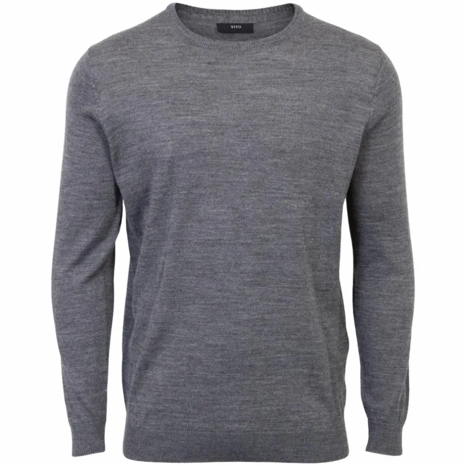 New Vito Gordon Herre Striktrøje i merinouldmix - Grey Mix