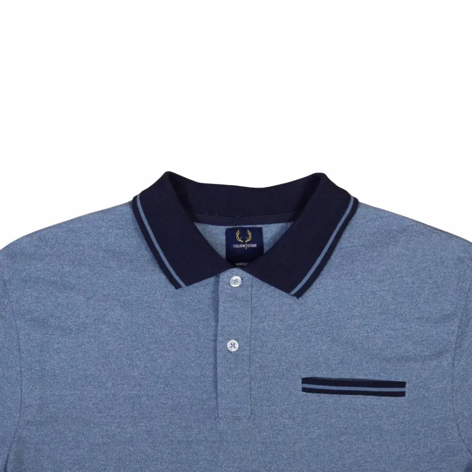 Outlet Yellowstone Eagle Herre Polo - Light Blue Melange