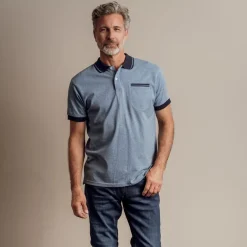 Outlet Yellowstone Eagle Herre Polo - Light Blue Melange