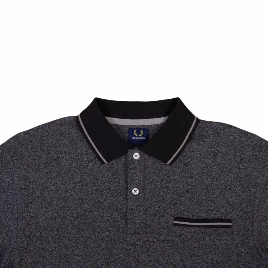 Outlet Yellowstone Eagle Herre Polo - Black Melange