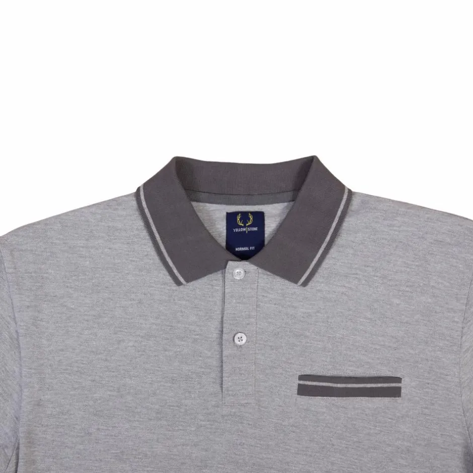 Outlet Yellowstone Eagle Herre Polo - Grey Melange