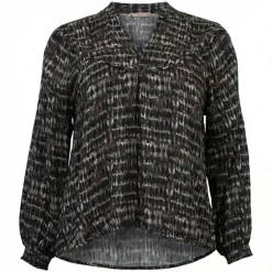 Clearance ZbyZ Dame Bluse - Khaki Combo