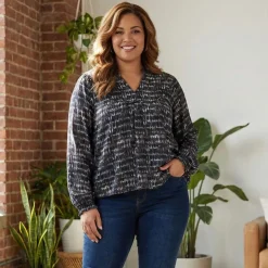 Online ZbyZ Dame Bluse - Navy Combo