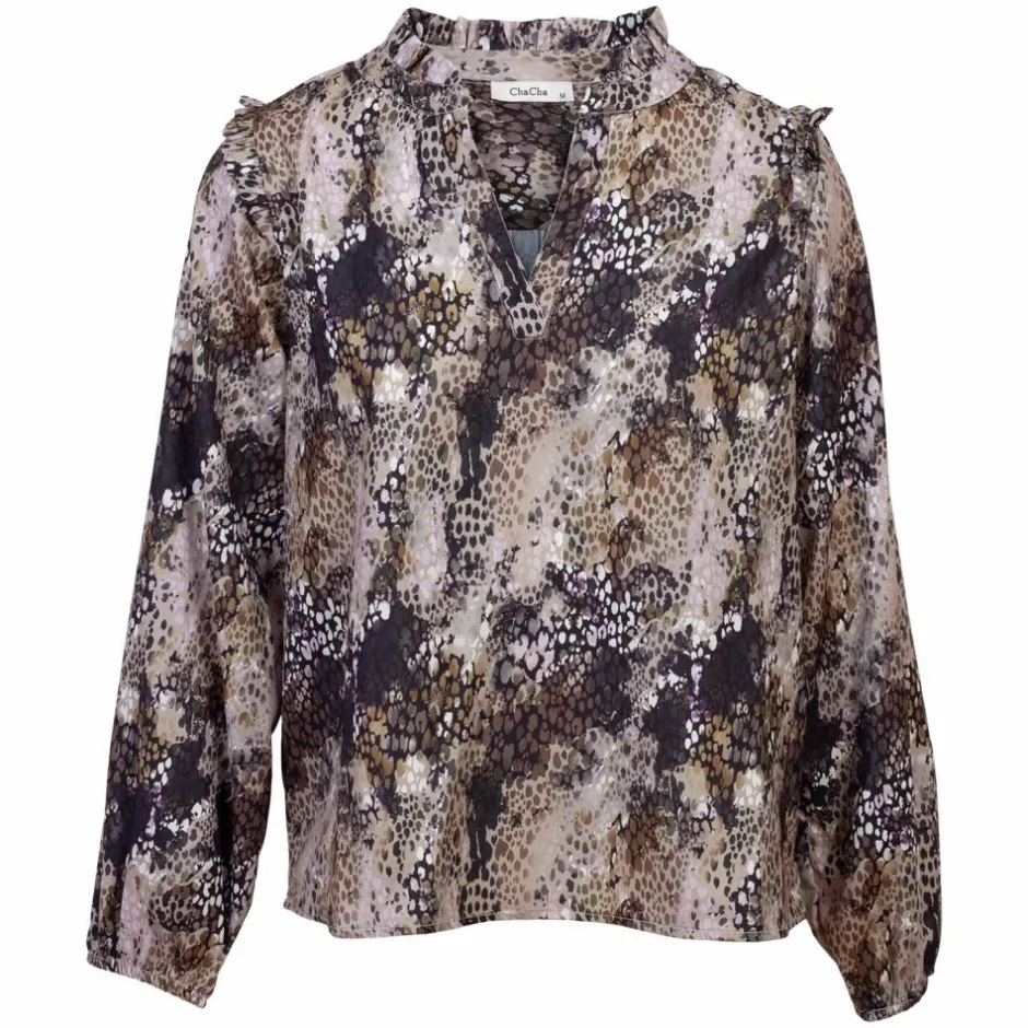 Clearance ZbyZ Dame Bluse Plus Size - Brown snake