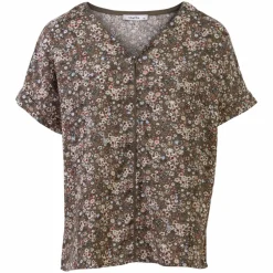 Best ZbyZ Dame Bluse Plus Size - Khaki Flower
