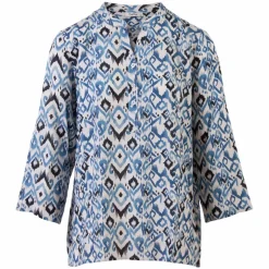 ZbyZ Dame Bluse Plus Size - Blue Combi