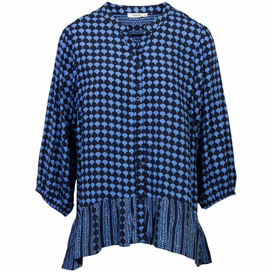 Hot ZbyZ Dame Bluse Plus Size - Navy