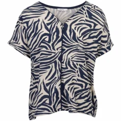 Hot ZbyZ Dame Kortærmet bluse - Navy animal