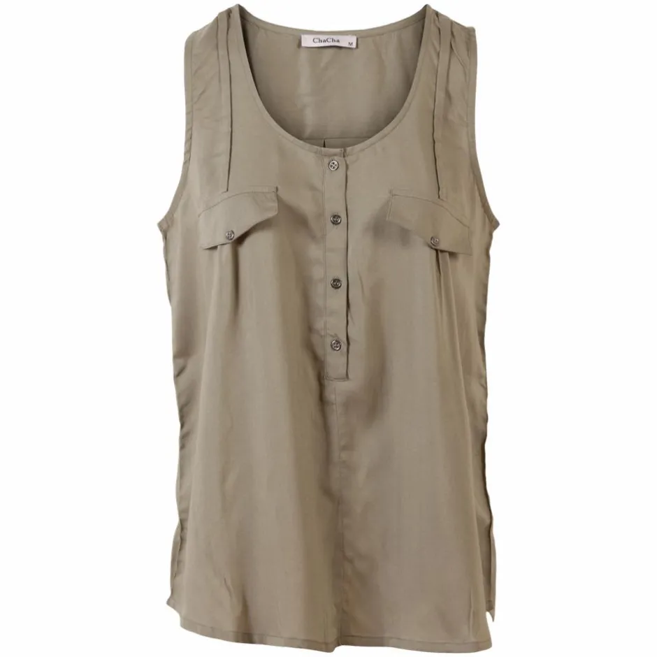 Discount ZbyZ Dame Top Plus Size - Khaki