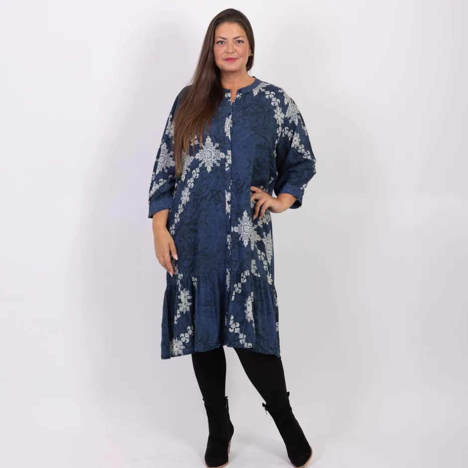 Hot ZbyZ Dame Tunika Plus Size - Navy/Sort